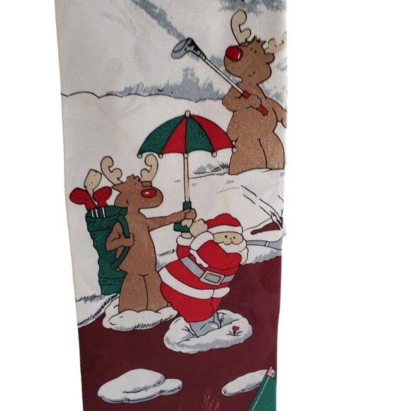 Golf Santa Reindeer Necktie Tie Christmas Seasonal Holiday Unisex 58" Long - Picture 2 of 6